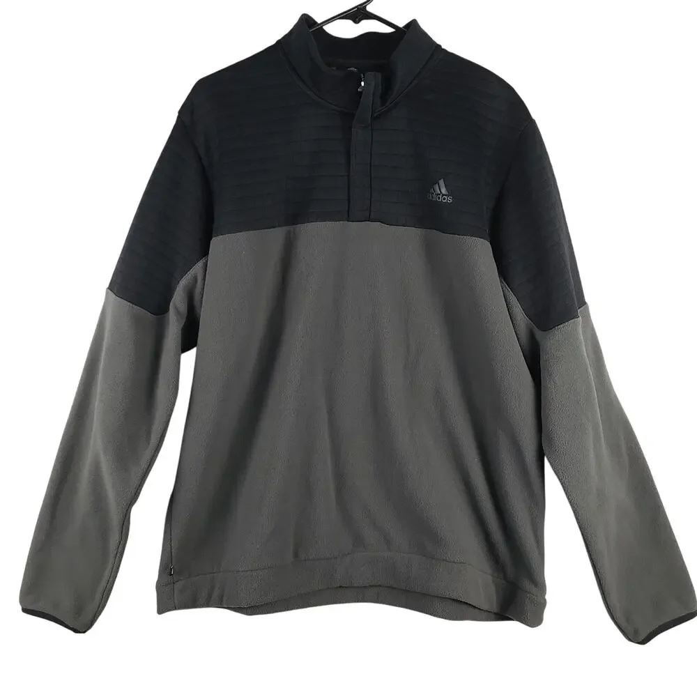 Adidas Men's XL Colorblock 1/4 Zip Sweater Gray Black Golf‎ DWR Water Repellant